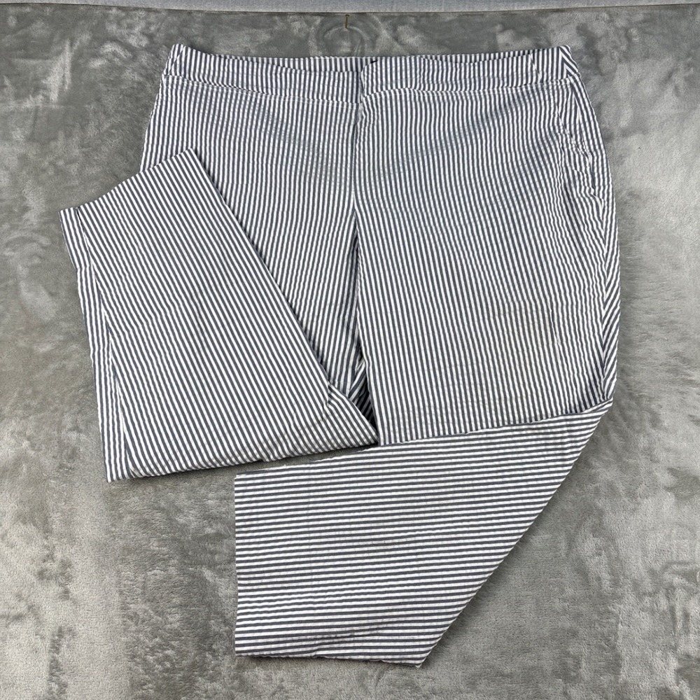 Jones New York Pants Womens 22W Seersucker Blue White Striped EUC